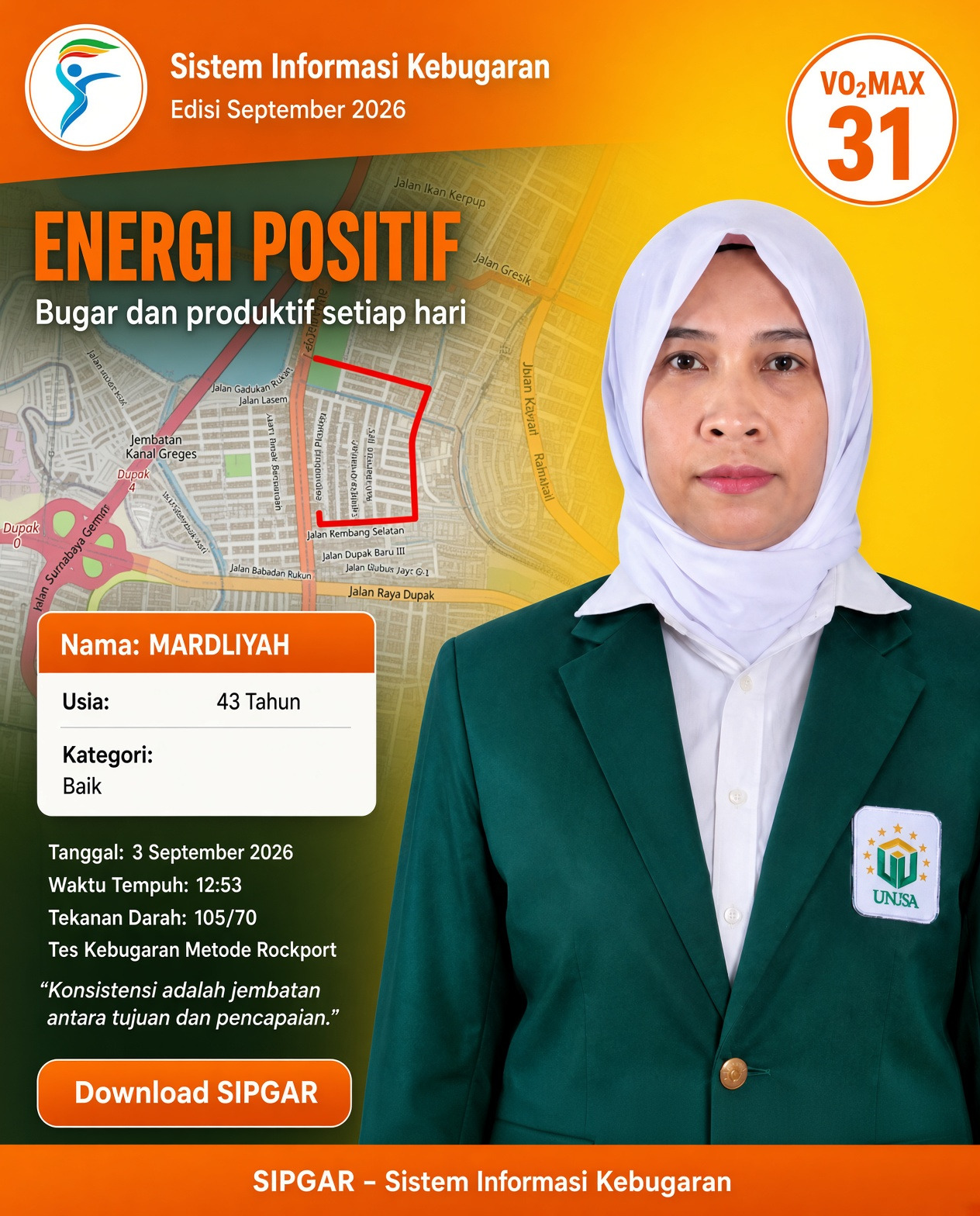 Cover hasil tes kebugaran MARDLIYAH