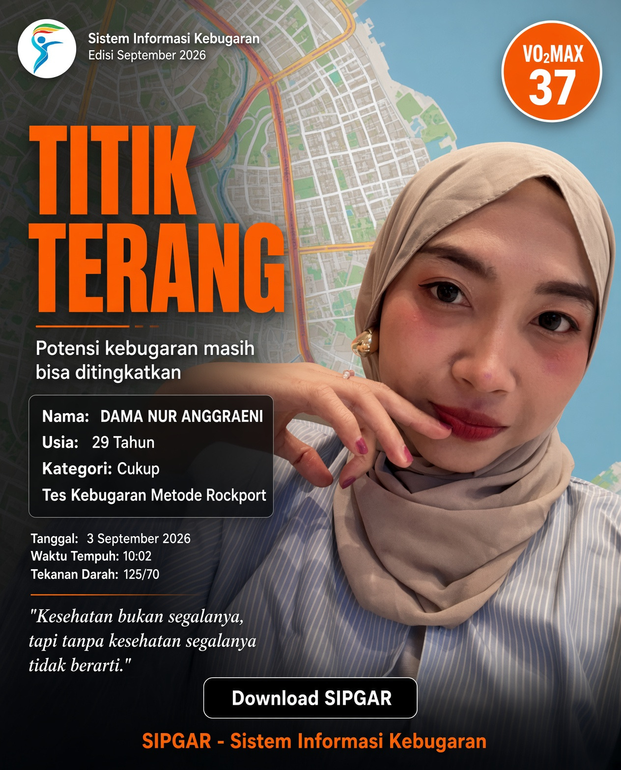 Cover hasil tes kebugaran DAMA NUR ANGGRAENI