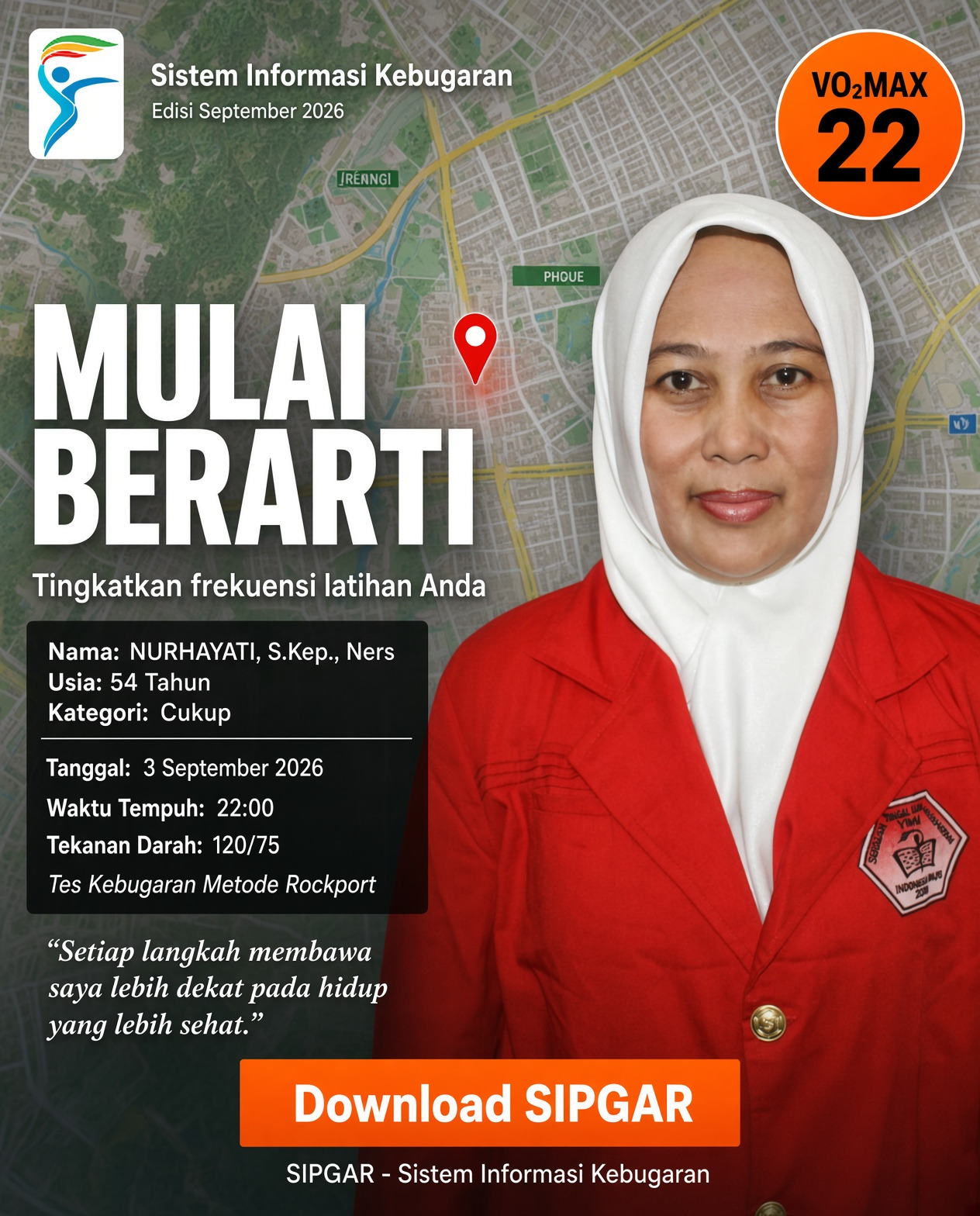 Cover hasil tes kebugaran NURHAYATI, S.Kep., Ners