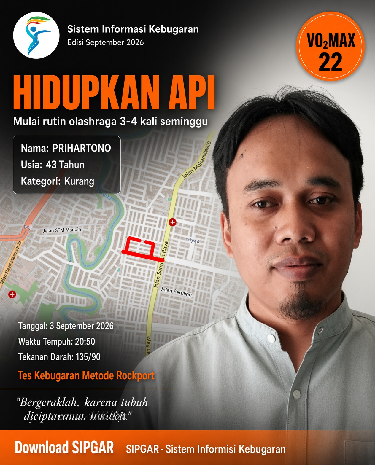 Cover hasil tes kebugaran PRIHARTONO