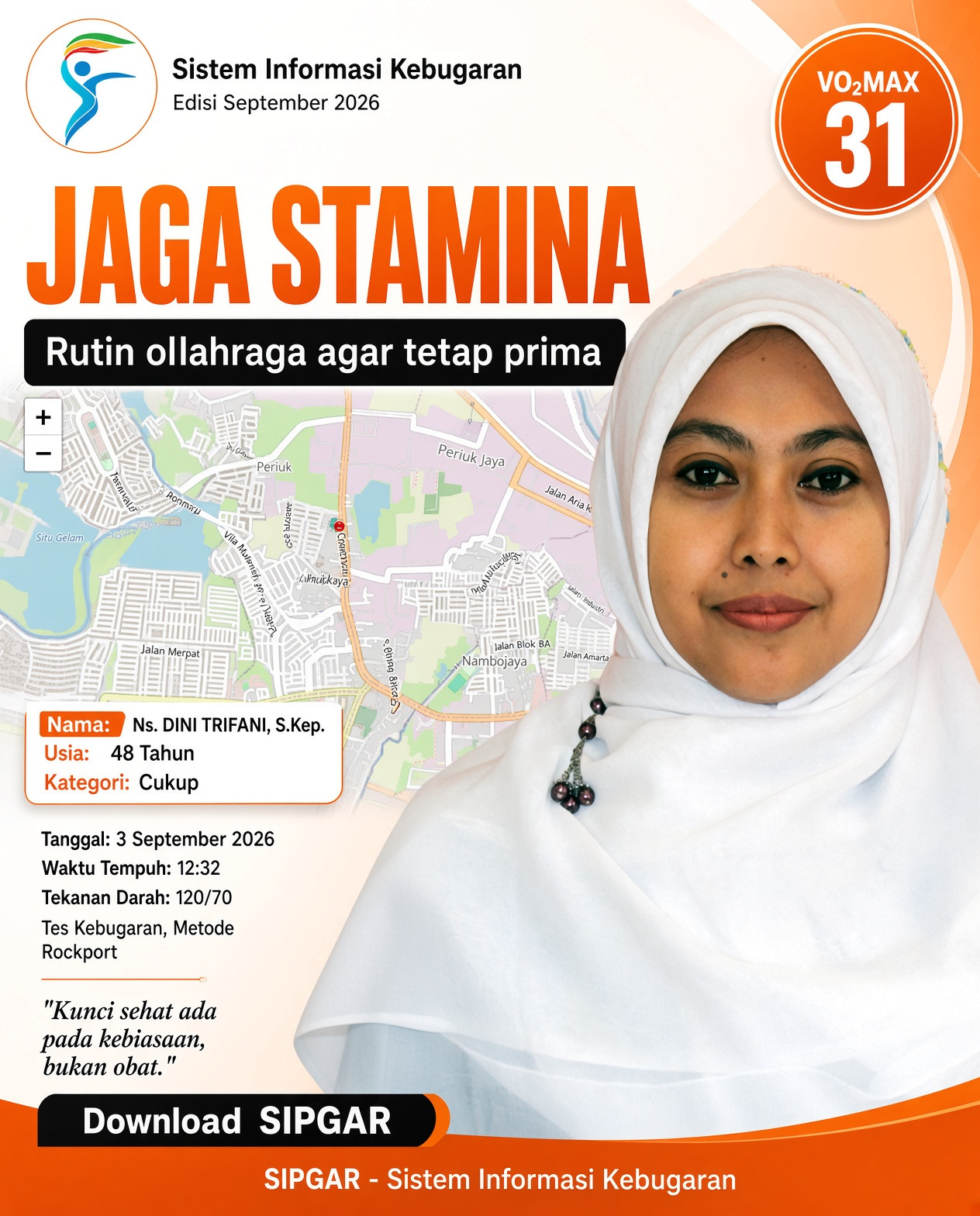 Cover hasil tes kebugaran Ns.  DINI TRIFANI, S.Kep.