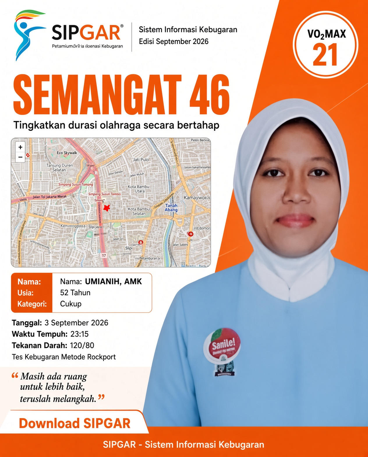Cover hasil tes kebugaran UMIANIH, AMK