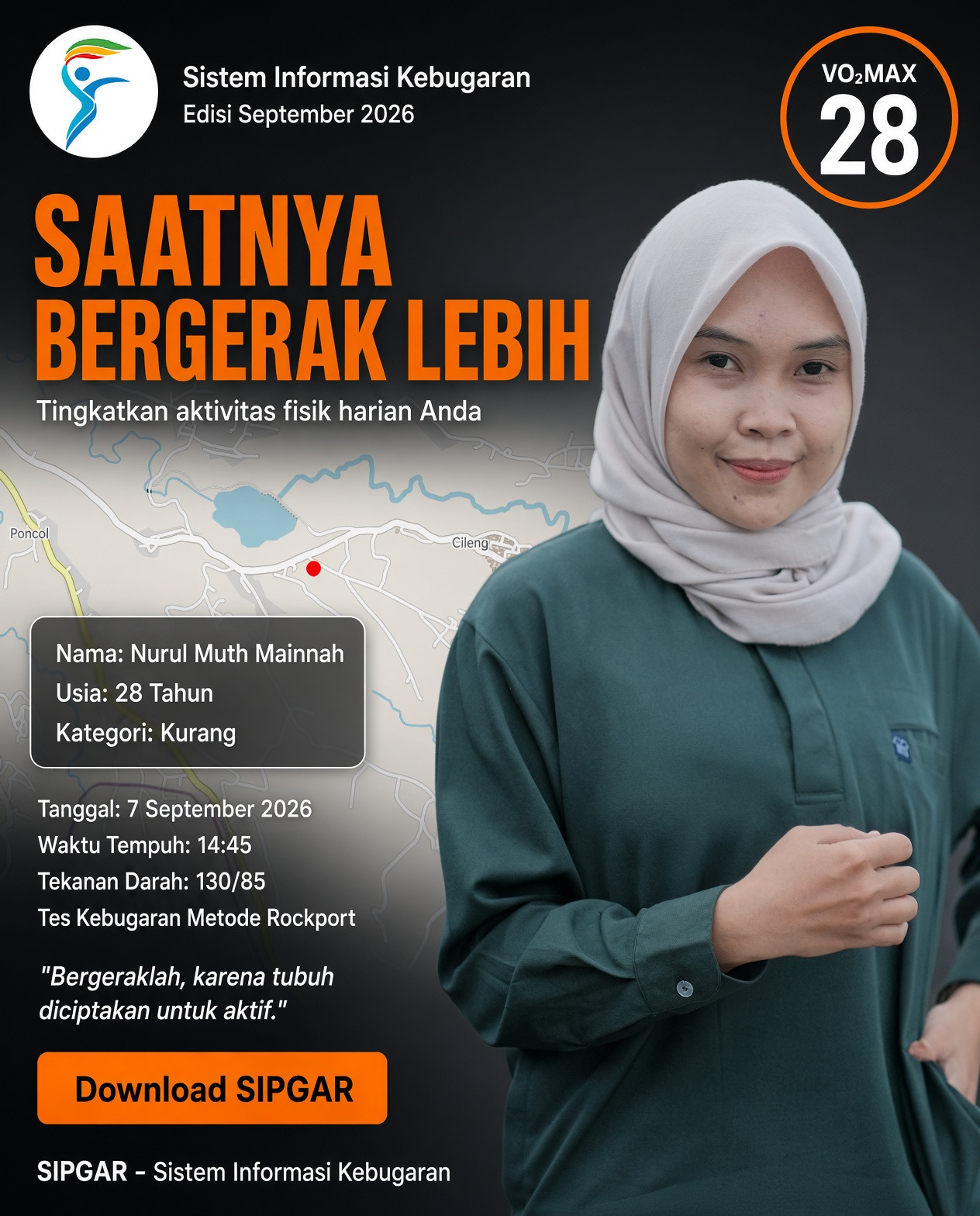 Cover hasil tes kebugaran Nurul Muth Mainnah