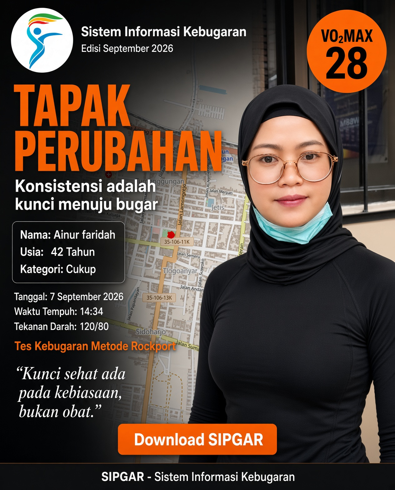 Cover hasil tes kebugaran Ainur faridah
