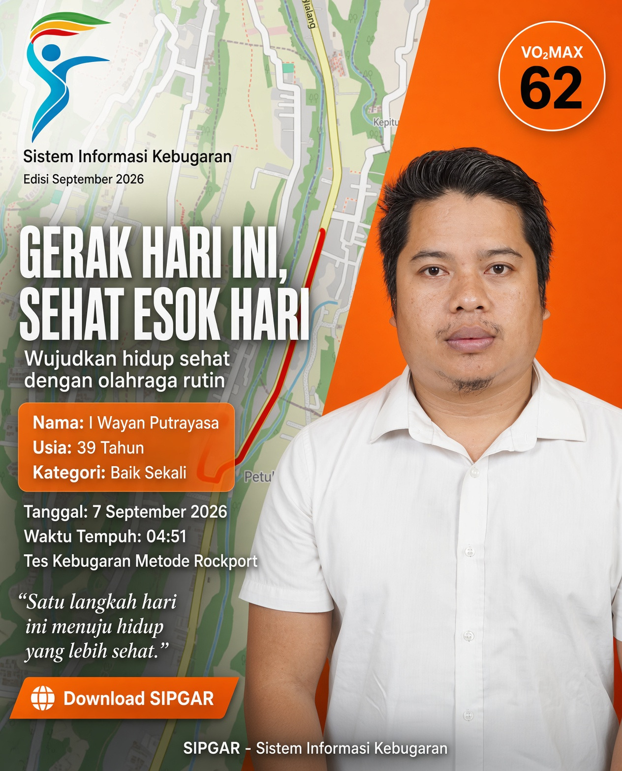 Cover hasil tes kebugaran I Wayan Putrayasa