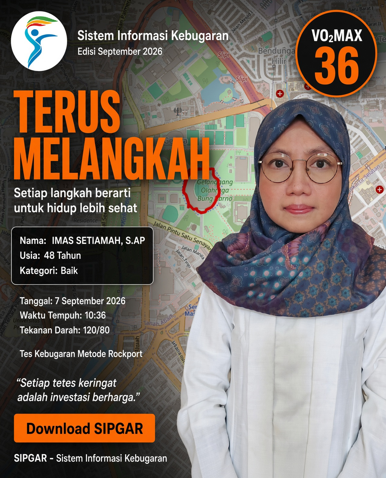 Cover hasil tes kebugaran IMAS SETIAMAH, S.AP