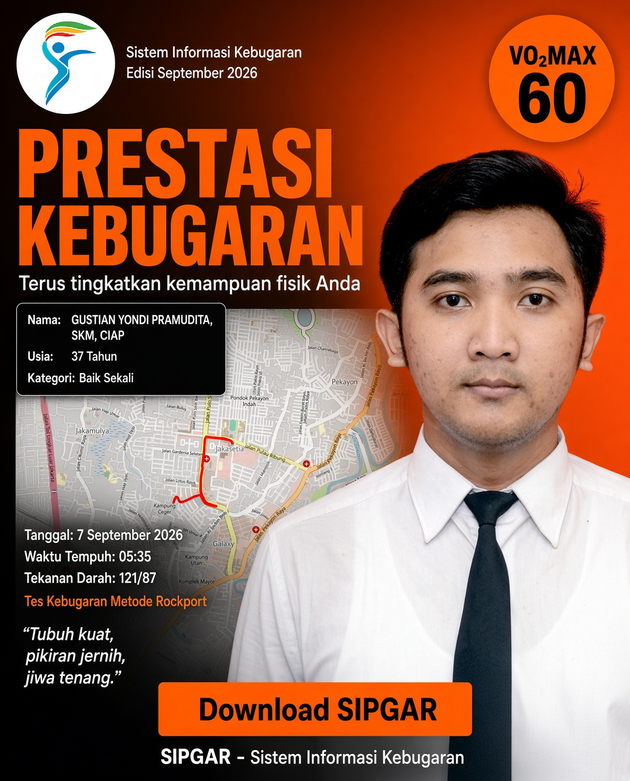 Cover hasil tes kebugaran GUSTIAN YONDI PRAMUDITA, SKM, CIAP