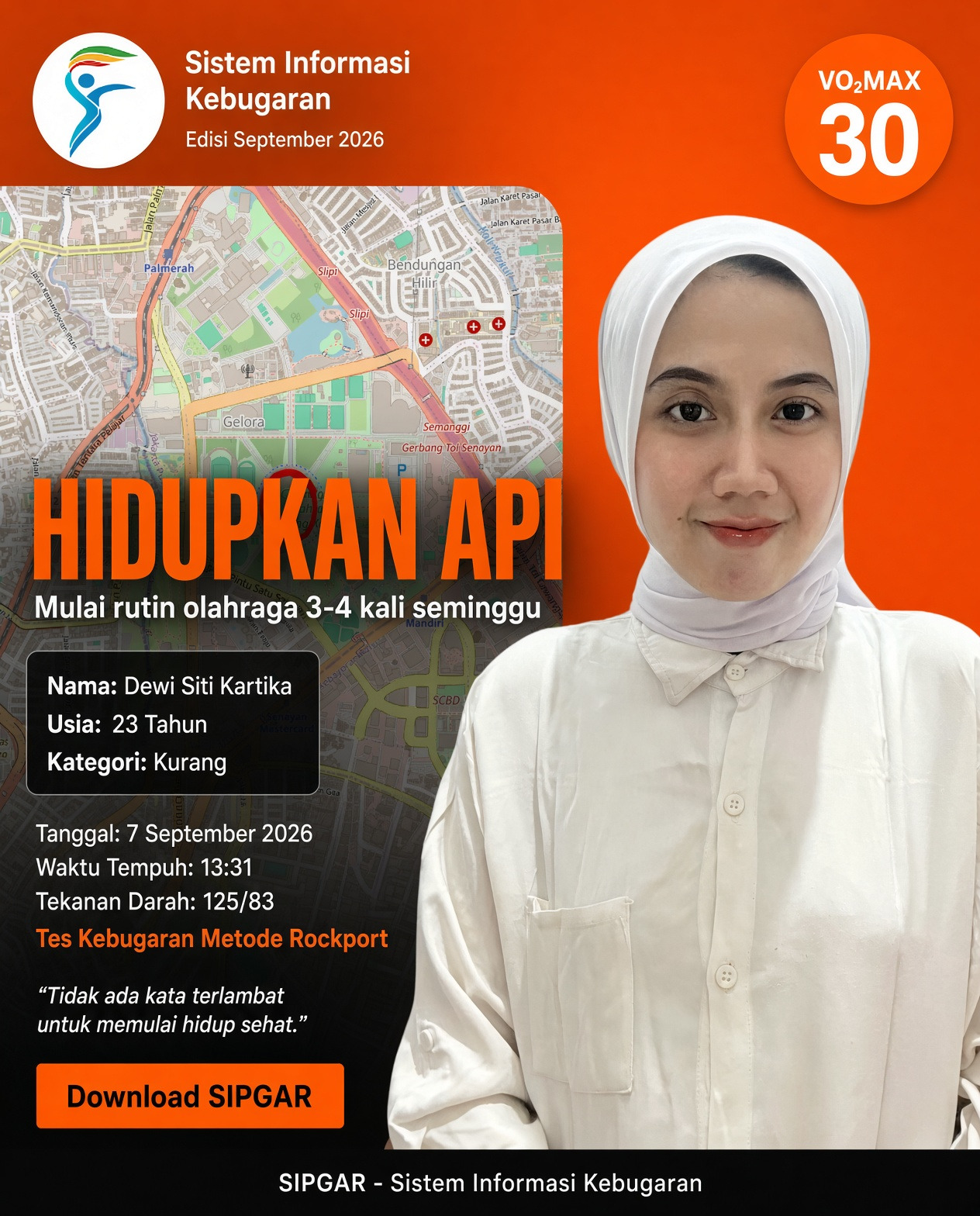 Cover hasil tes kebugaran Dewi Siti Kartika