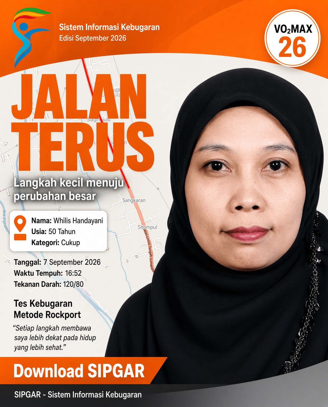 Cover hasil tes kebugaran Whilis Handayani