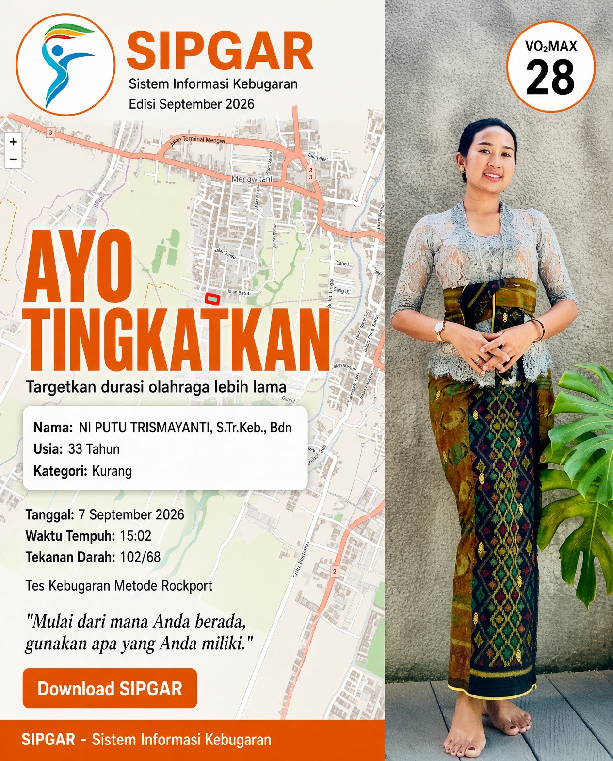 Cover hasil tes kebugaran NI PUTU TRISMAYANTI, S.Tr.Keb., Bdn