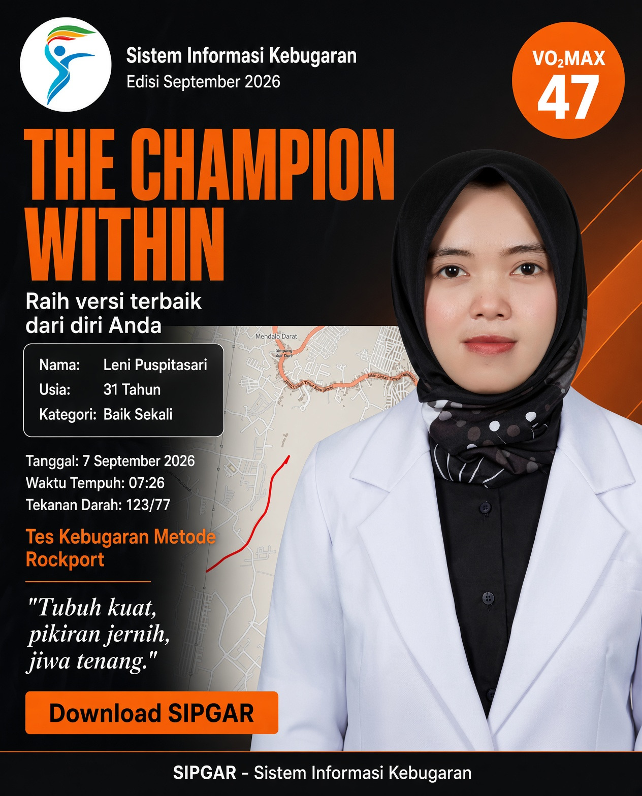 Cover hasil tes kebugaran Leni Puspitasari
