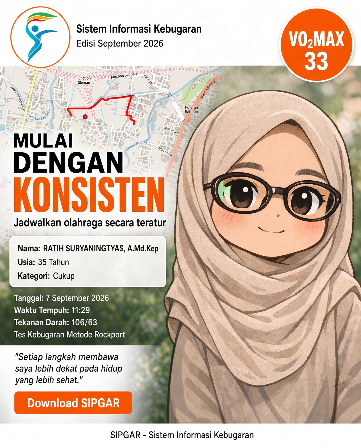 Cover hasil tes kebugaran RATIH SURYANINGTYAS, A.Md.Kep