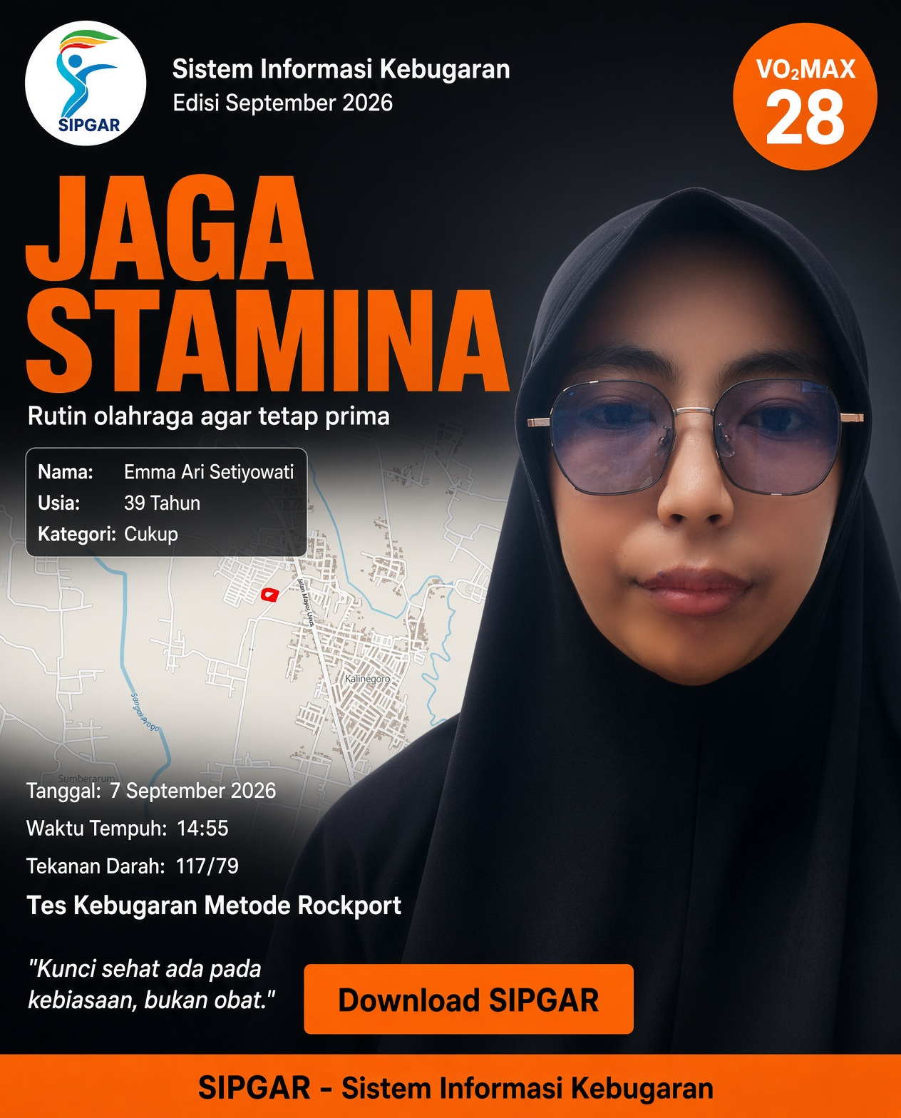 Cover hasil tes kebugaran Emma Ari Setiyowati