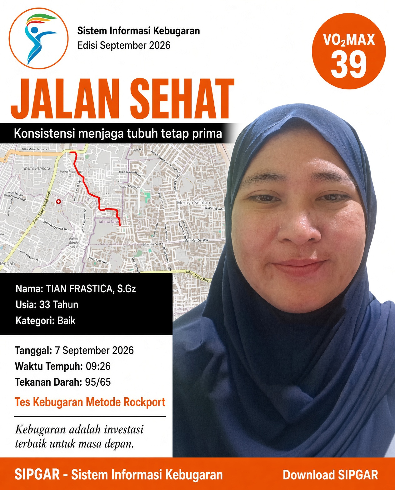 Cover hasil tes kebugaran TIAN FRASTICA, S.Gz