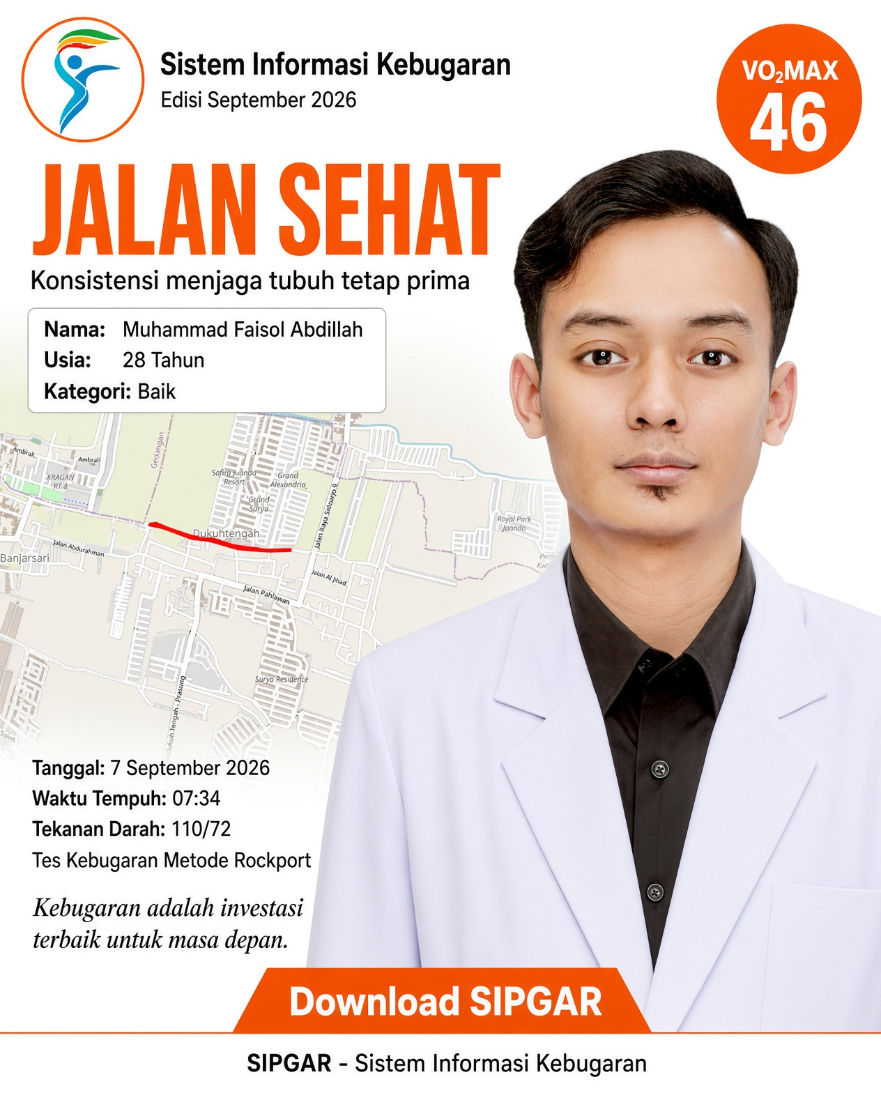 Cover hasil tes kebugaran Muhammad Faisol Abdillah
