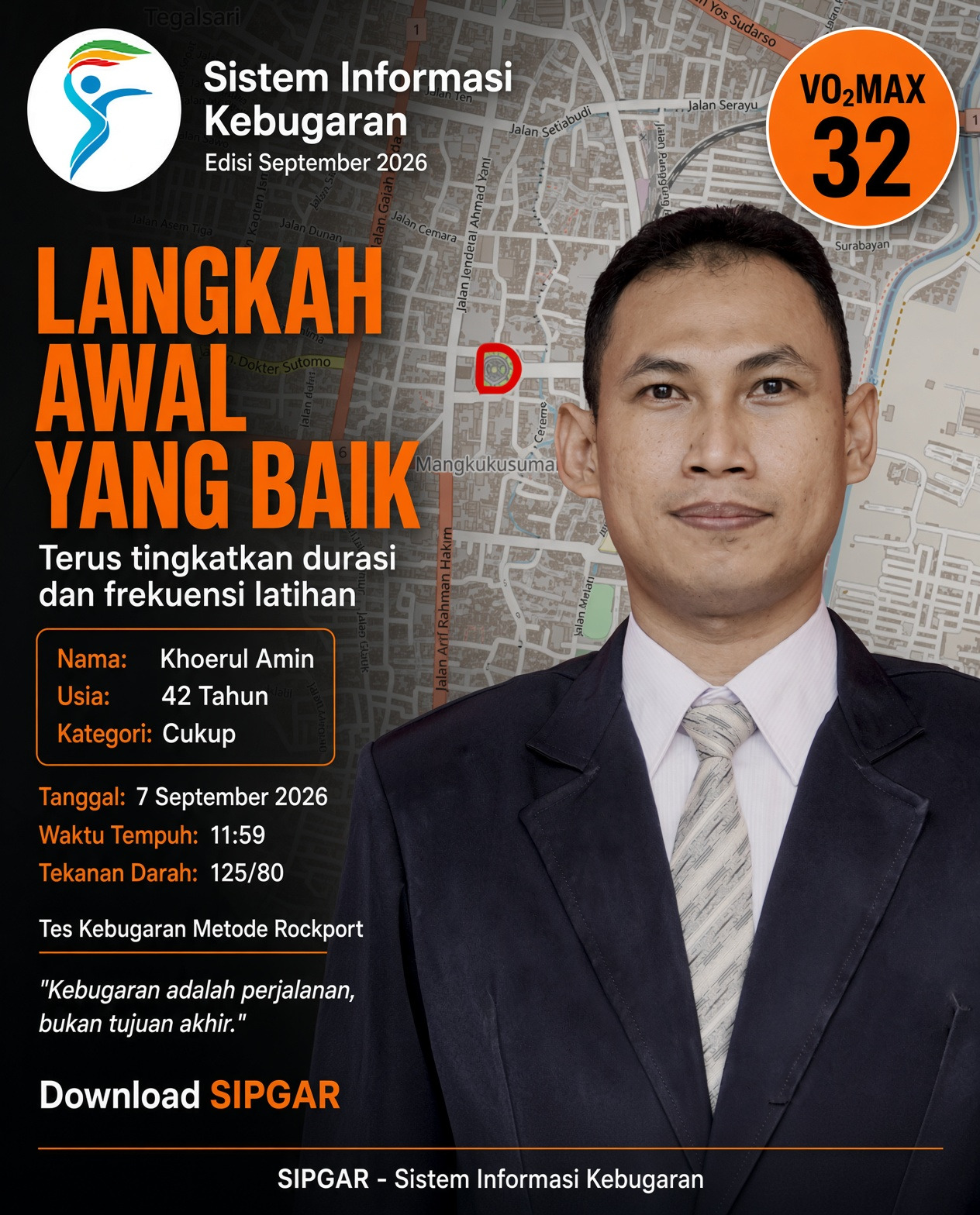 Cover hasil tes kebugaran Khoerul Amin
