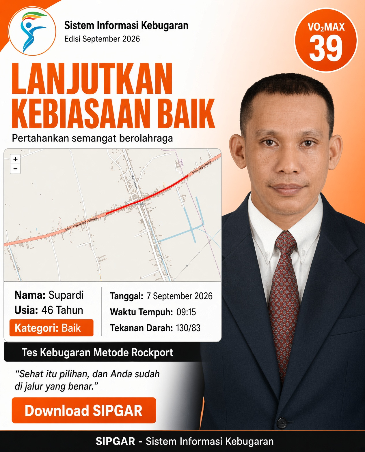 Cover hasil tes kebugaran Supardi