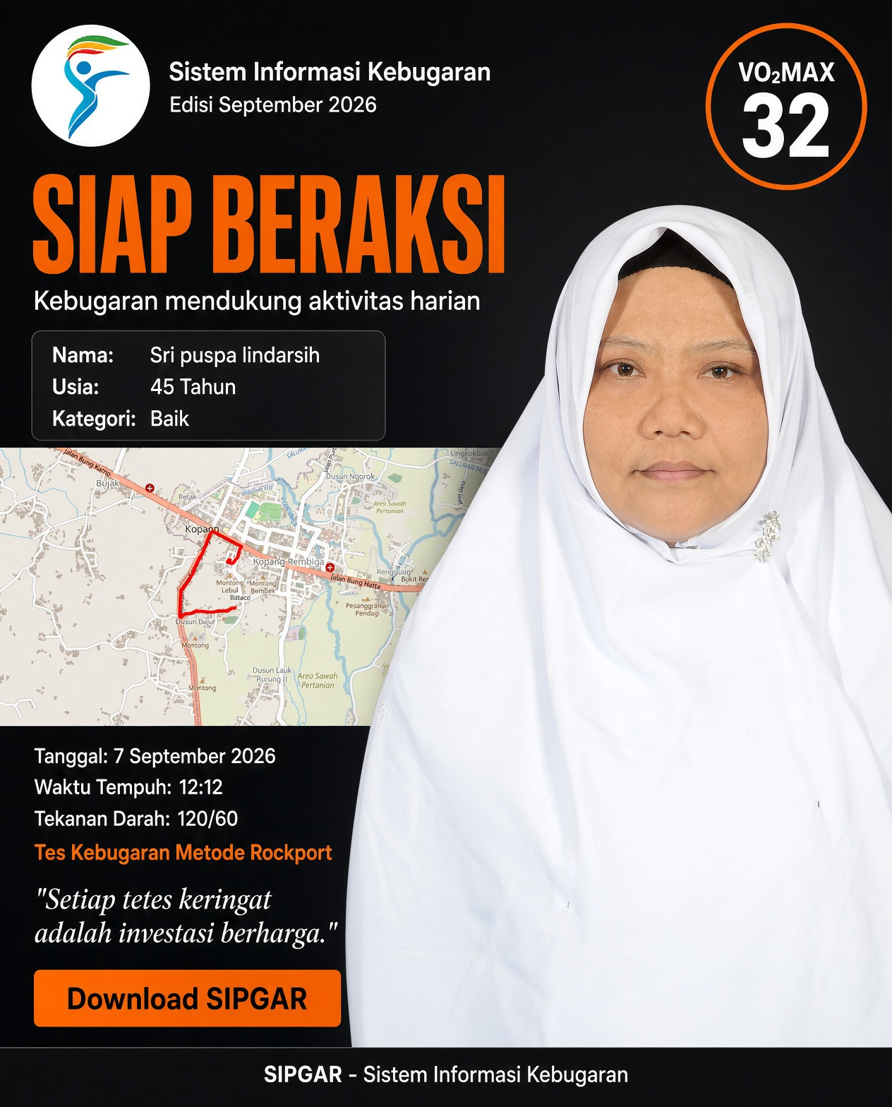 Cover hasil tes kebugaran Sri puspa lindarsih
