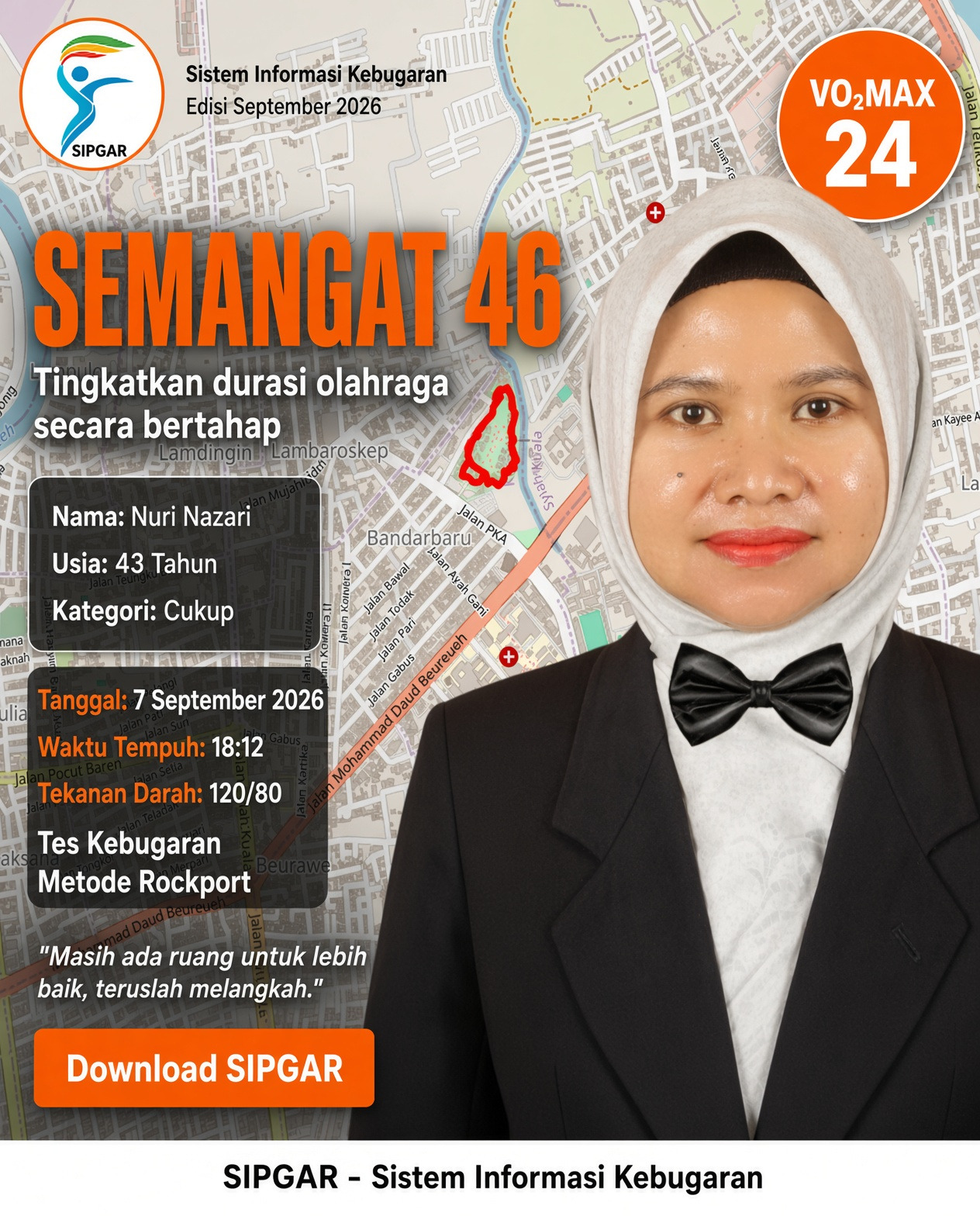 Cover hasil tes kebugaran Nuri Nazari