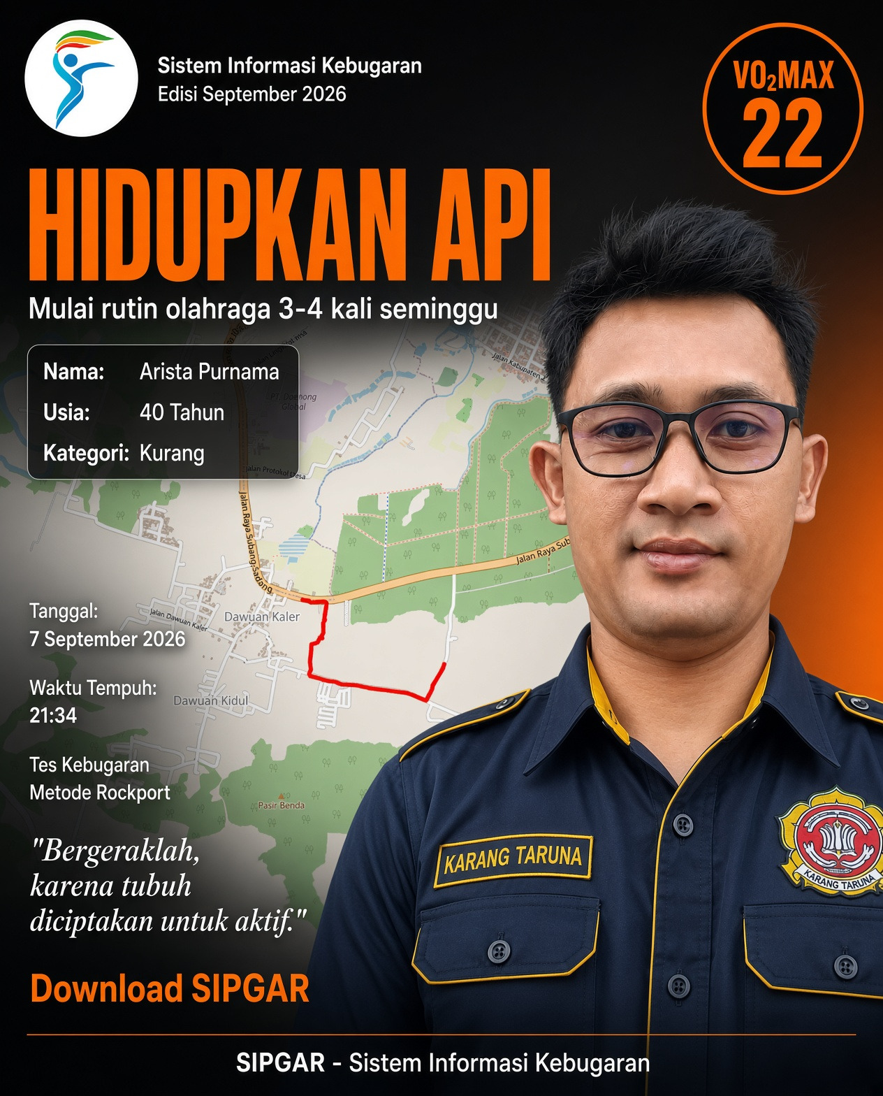 Cover hasil tes kebugaran Arista Purnama