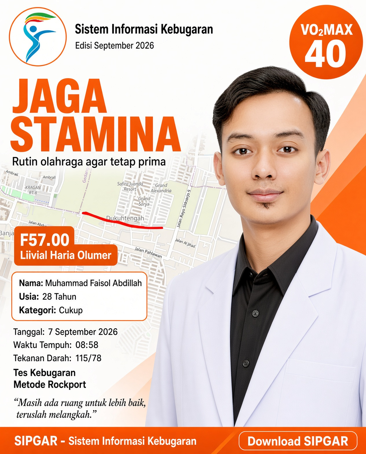 Cover hasil tes kebugaran Muhammad Faisol Abdillah