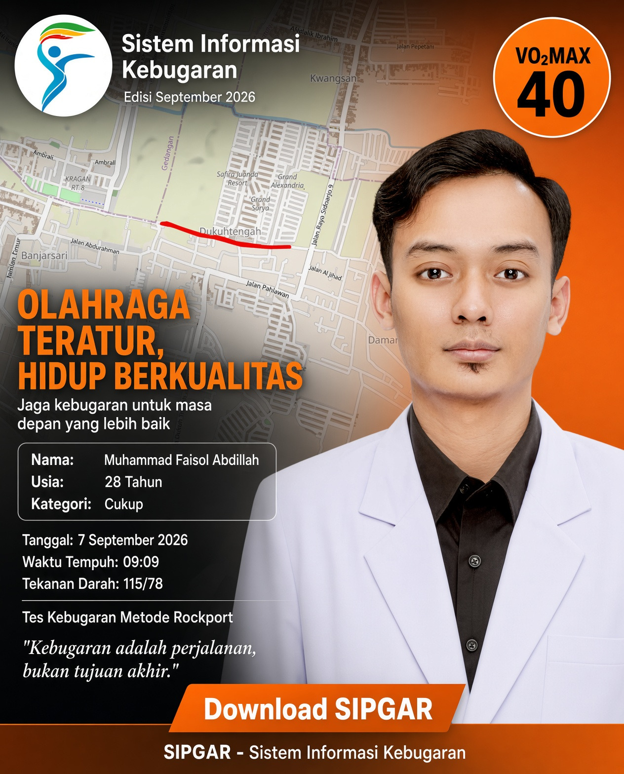 Cover hasil tes kebugaran Muhammad Faisol Abdillah