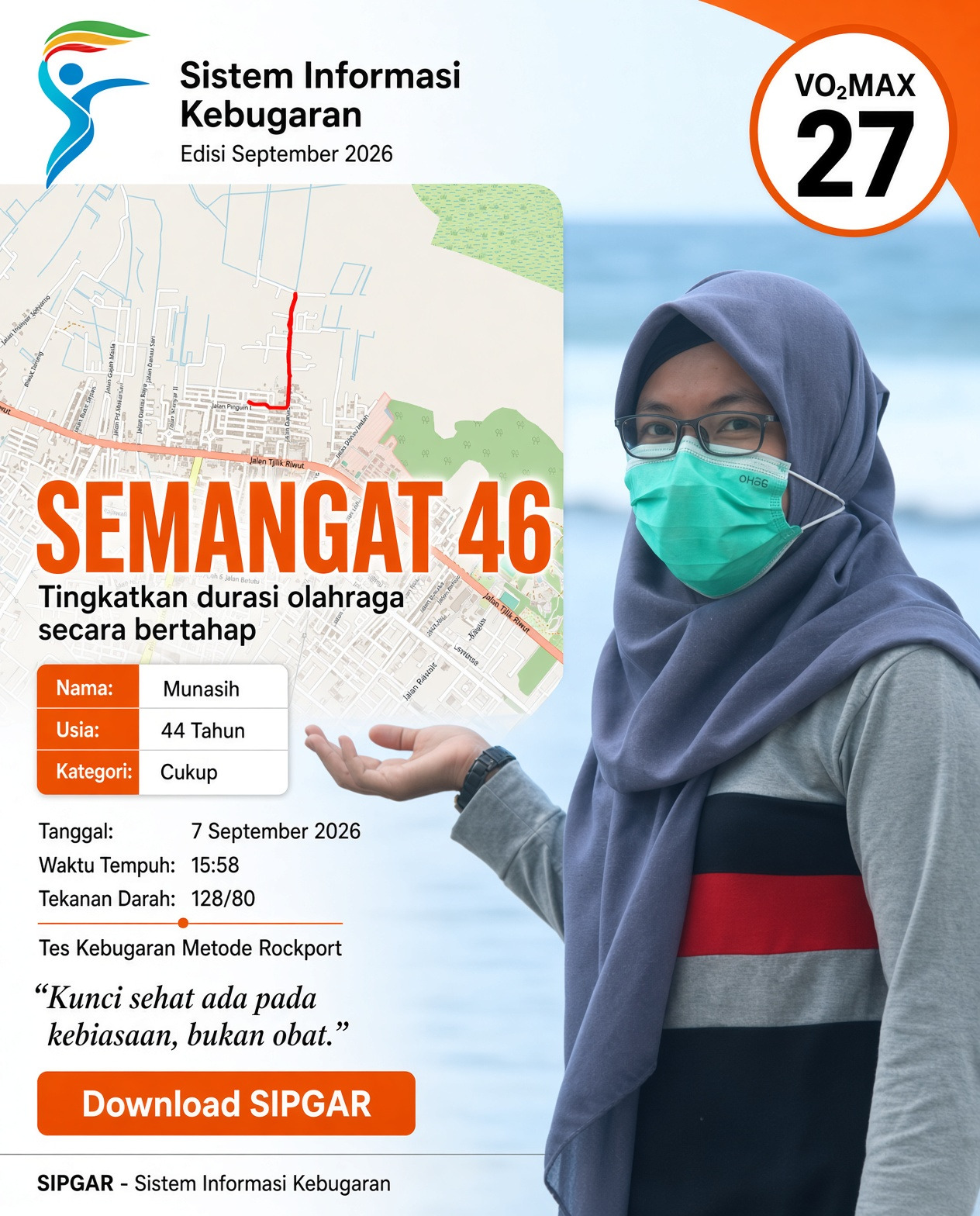 Cover hasil tes kebugaran Munasih