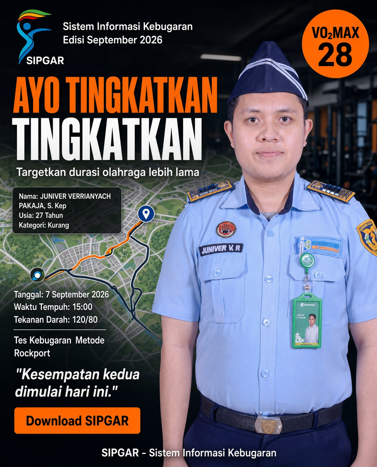 Cover hasil tes kebugaran JUNIVER VERRIANYACH PAKAJA, S. Kep