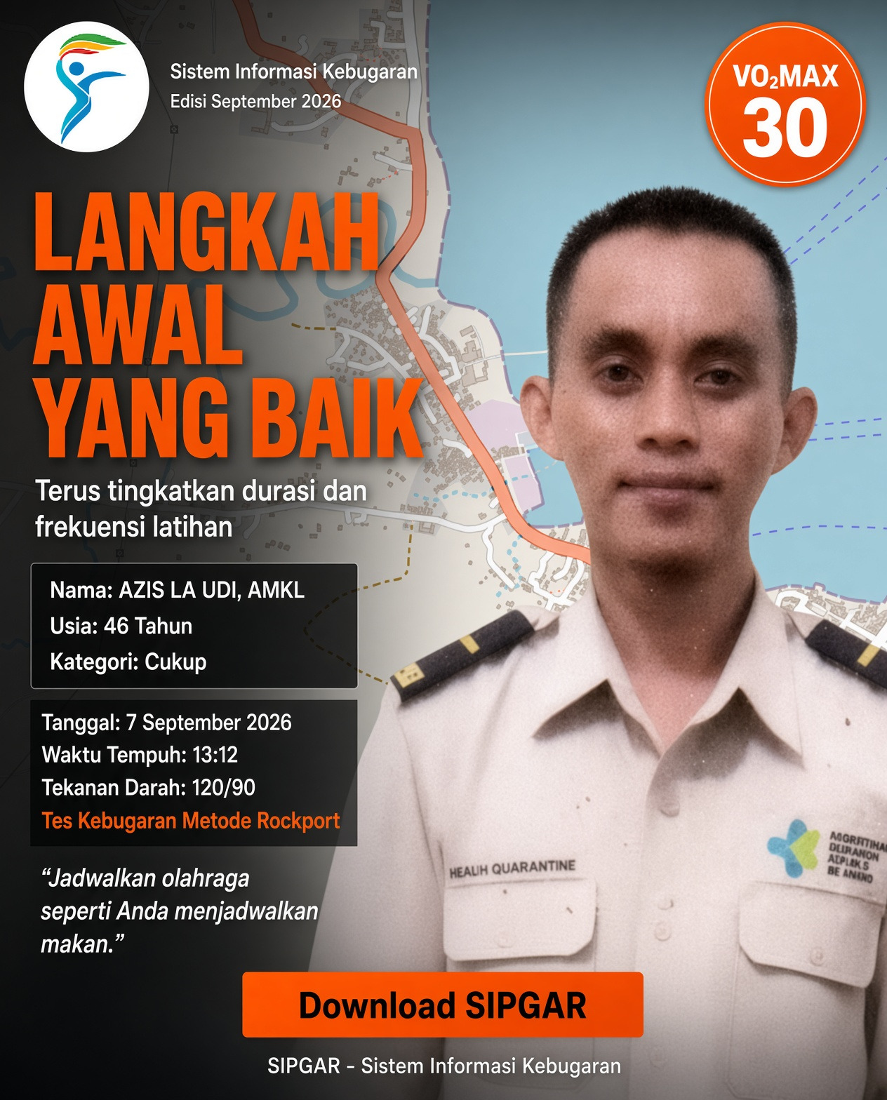 Cover hasil tes kebugaran AZIS LA UDI, AMKL