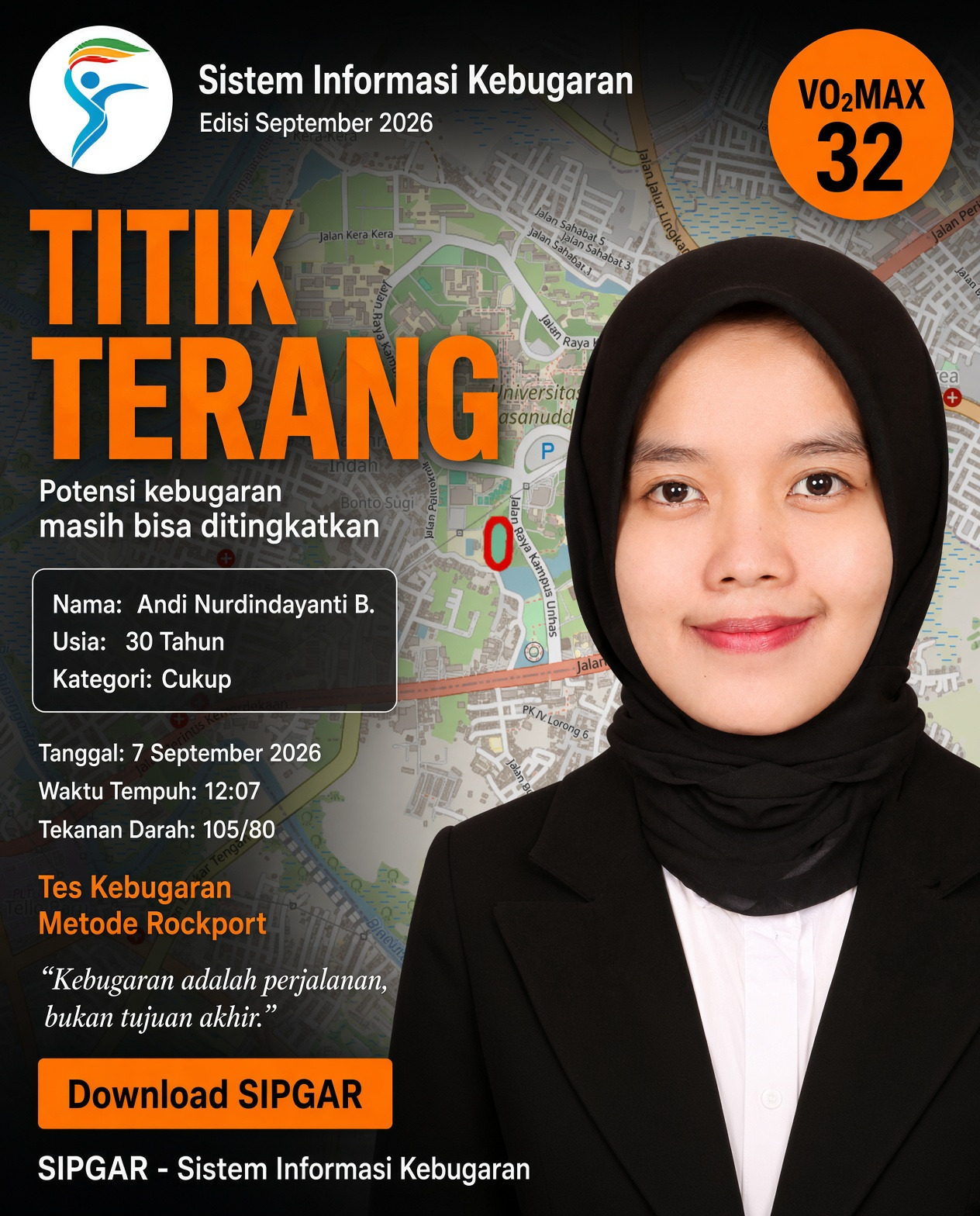 Cover hasil tes kebugaran Andi Nurdindayanti B.