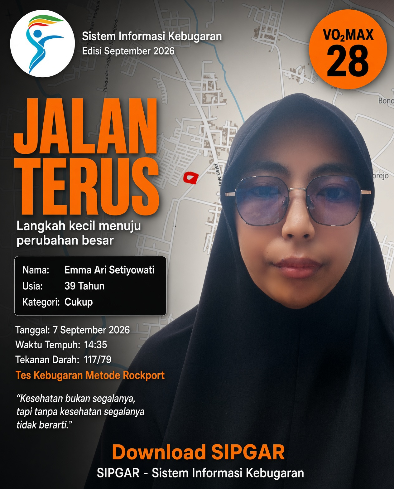 Cover hasil tes kebugaran Emma Ari Setiyowati