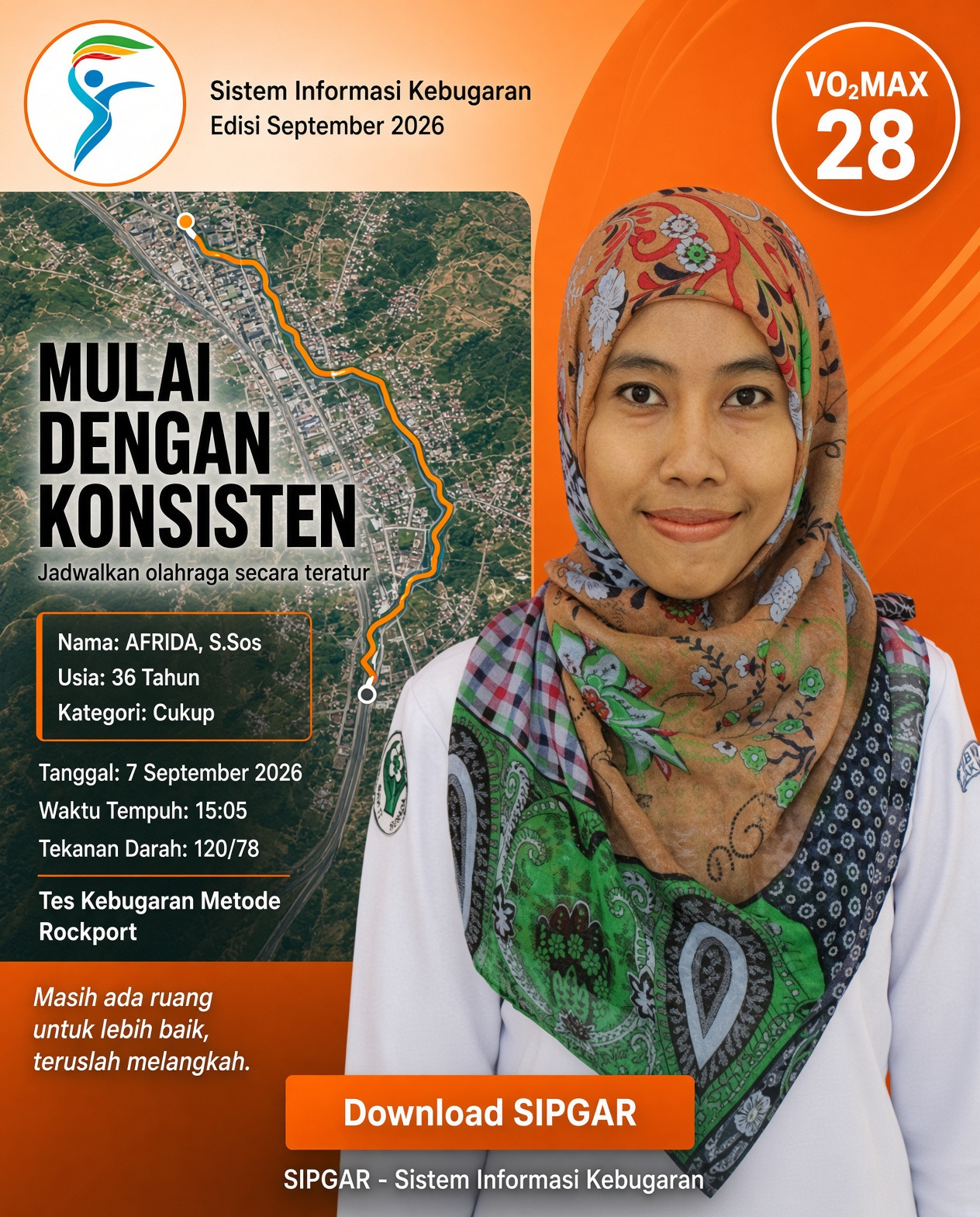 Cover hasil tes kebugaran AFRIDA, S.Sos