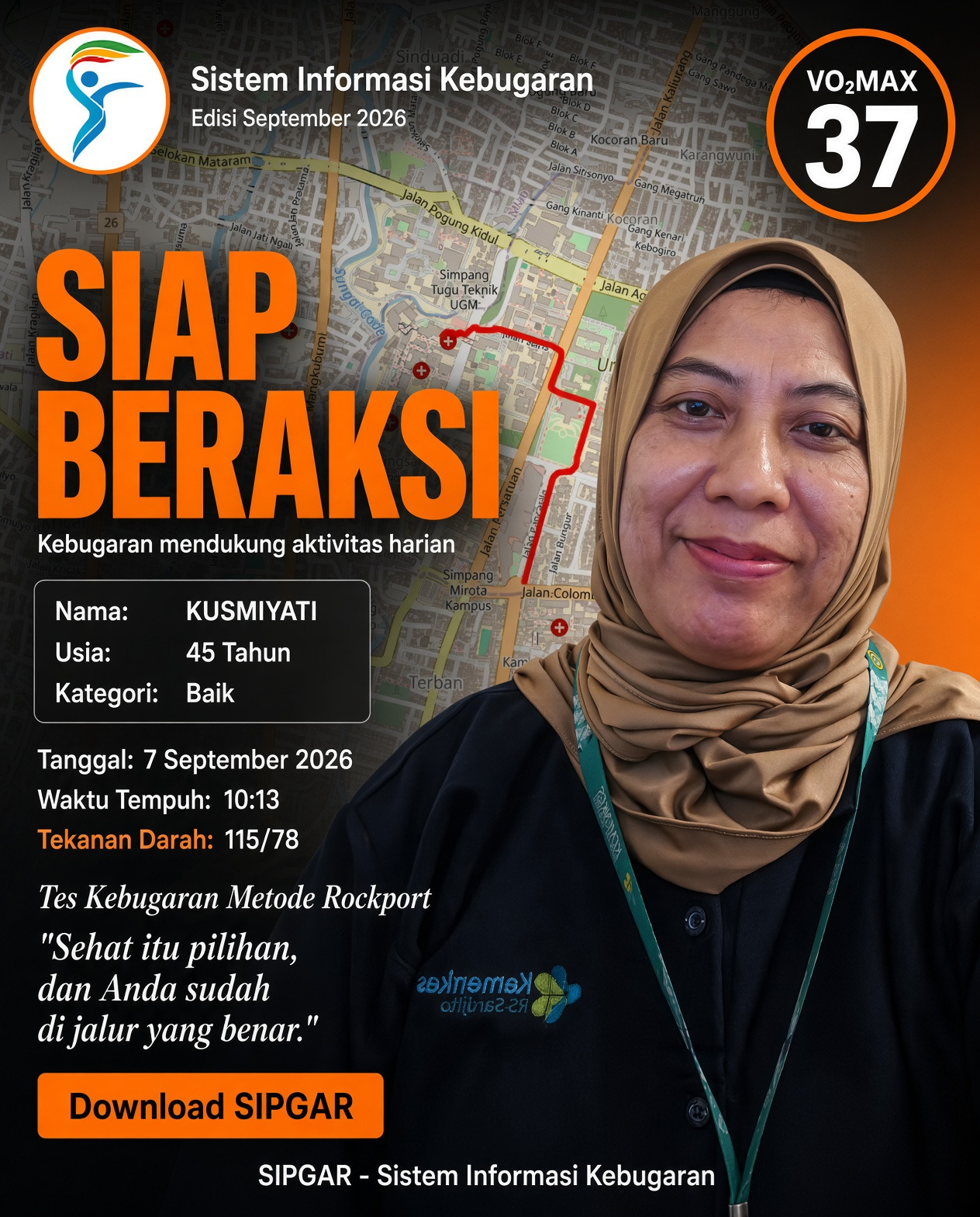 Cover hasil tes kebugaran KUSMIYATI