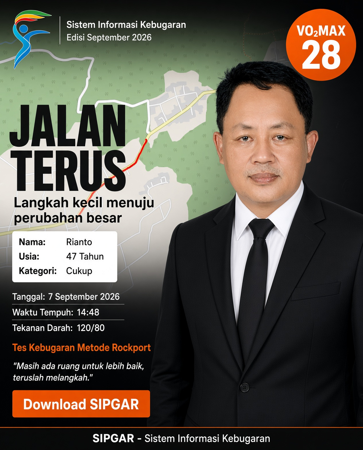 Cover hasil tes kebugaran Rianto