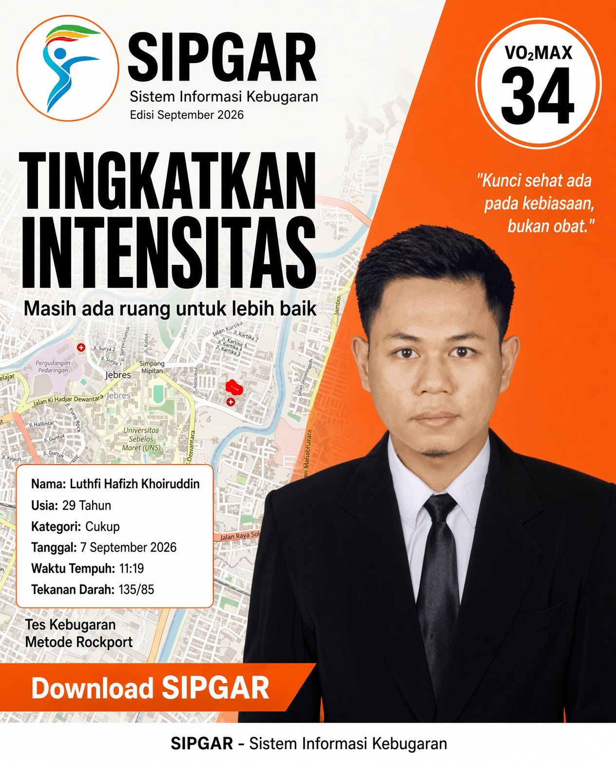 Cover hasil tes kebugaran Luthfi Hafizh Khoiruddin