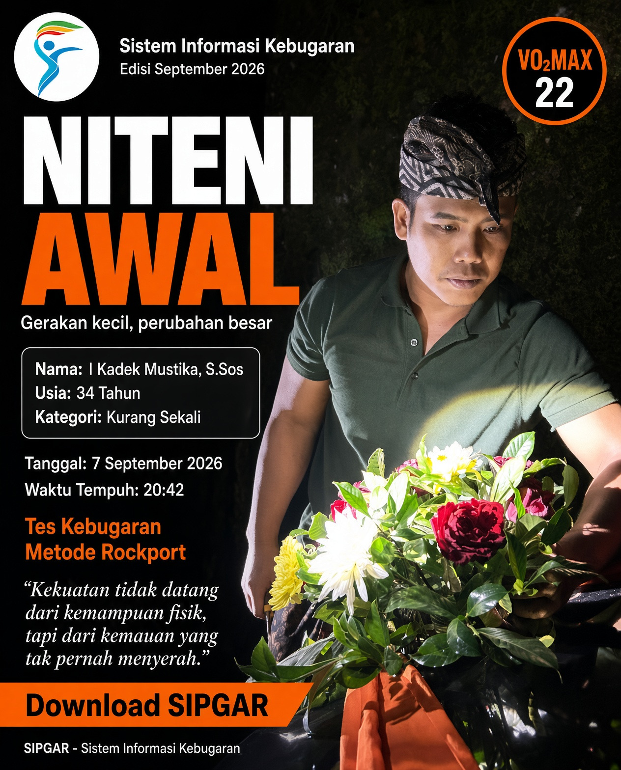 Cover hasil tes kebugaran I Kadek Mustika, S.Sos