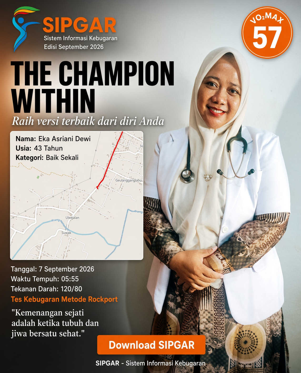 Cover hasil tes kebugaran Eka Asriani Dewi