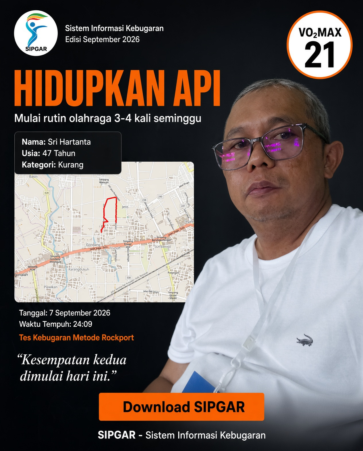 Cover hasil tes kebugaran Sri Hartanta