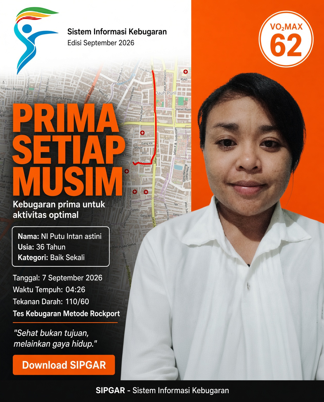 Cover hasil tes kebugaran NI Putu Intan astini