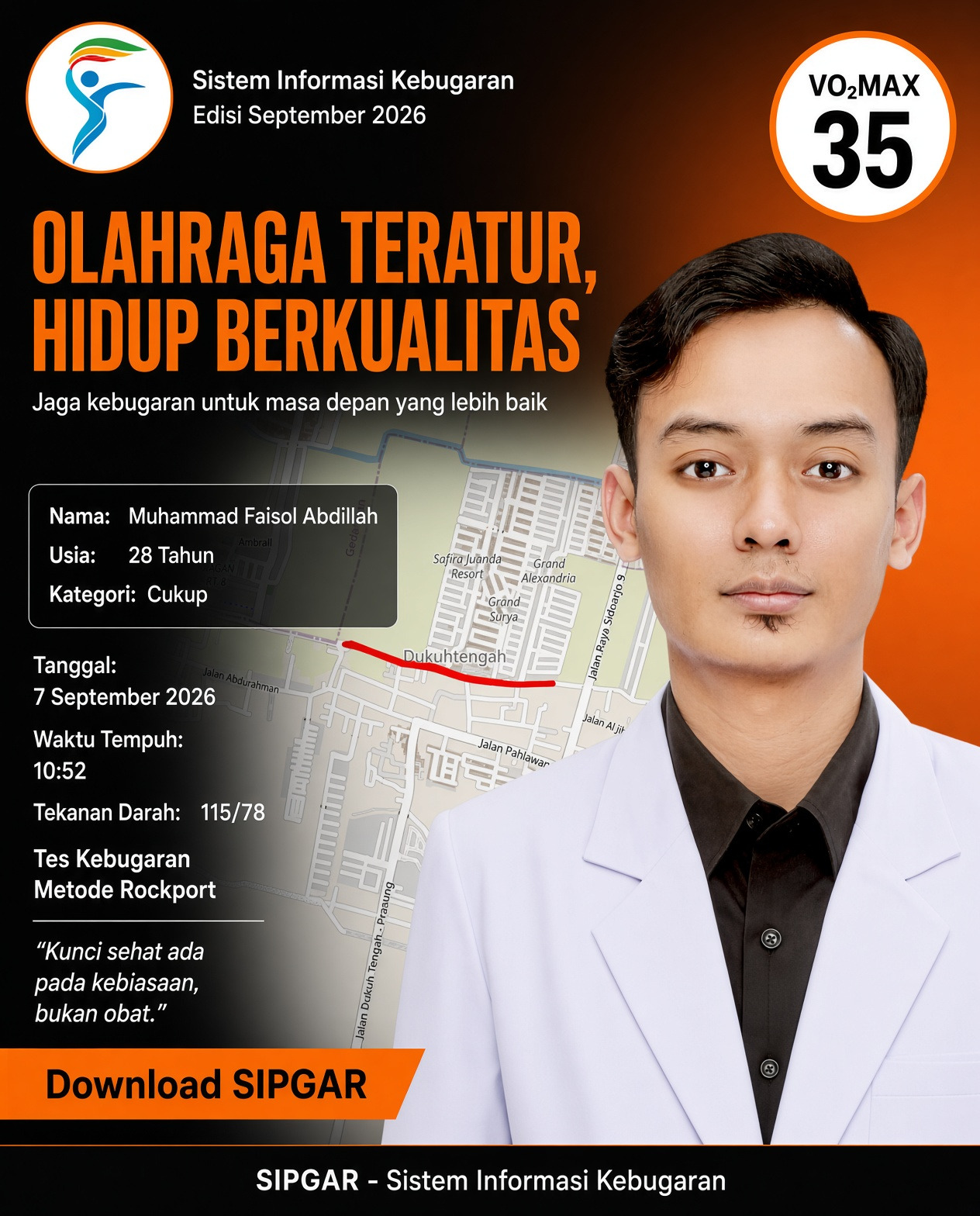 Cover hasil tes kebugaran Muhammad Faisol Abdillah