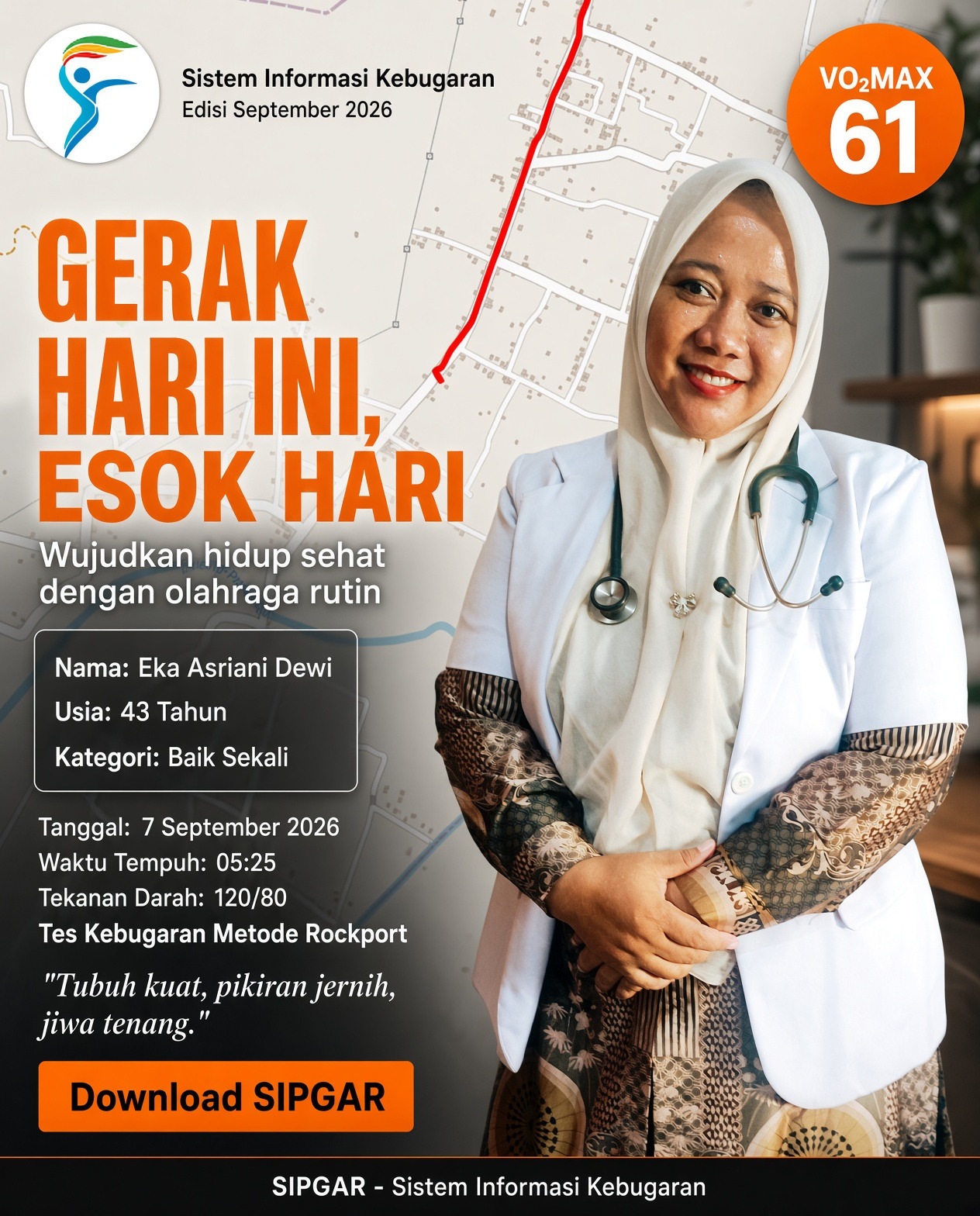 Cover hasil tes kebugaran Eka Asriani Dewi