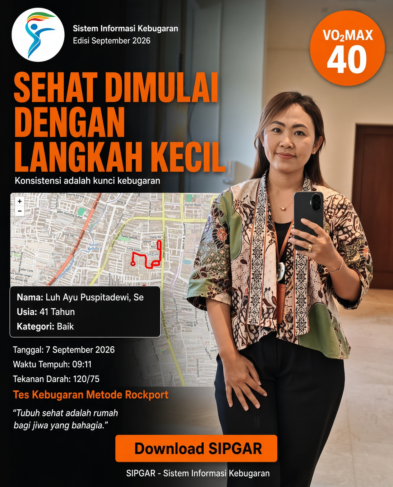 Cover hasil tes kebugaran Luh Ayu Puspitadewi, Se