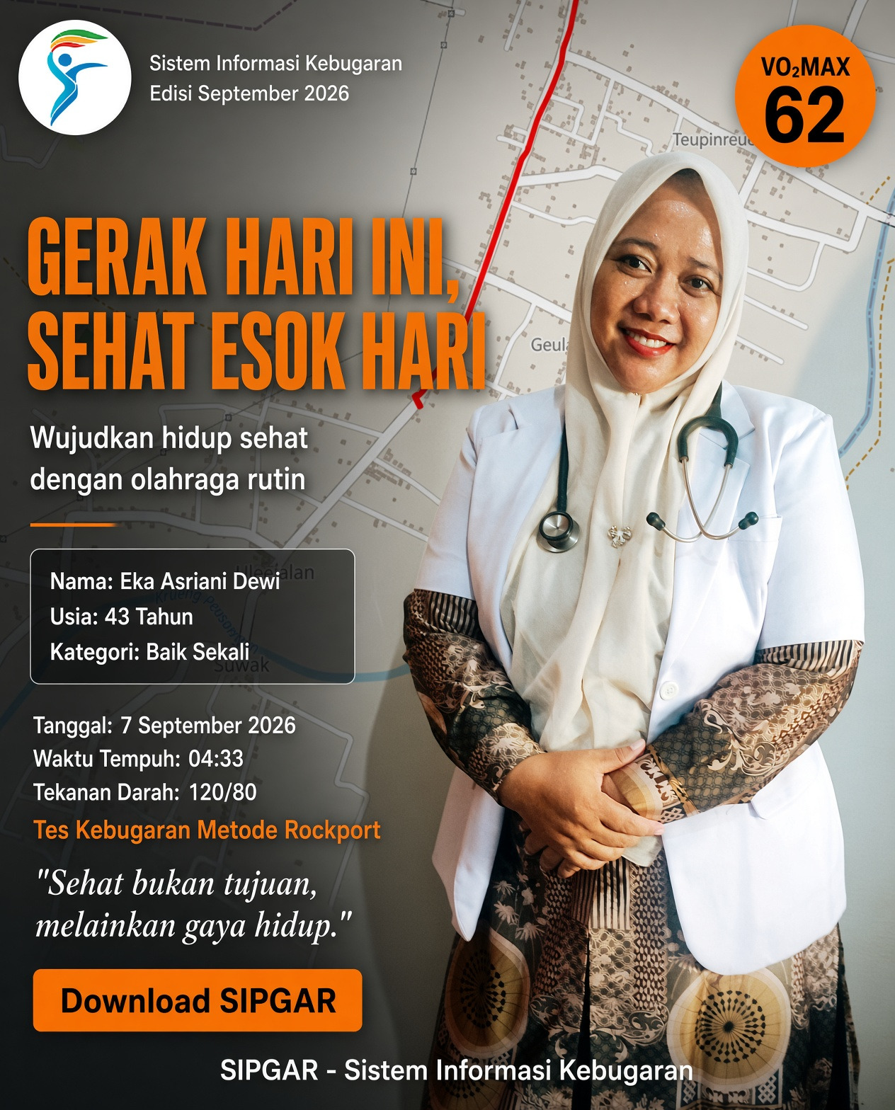 Cover hasil tes kebugaran Eka Asriani Dewi