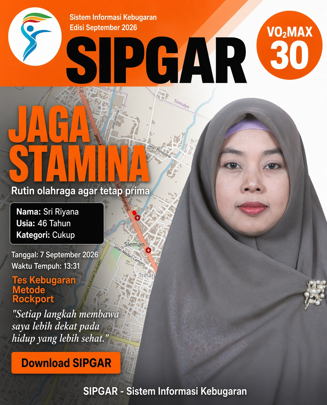 Cover hasil tes kebugaran Sri Riyana