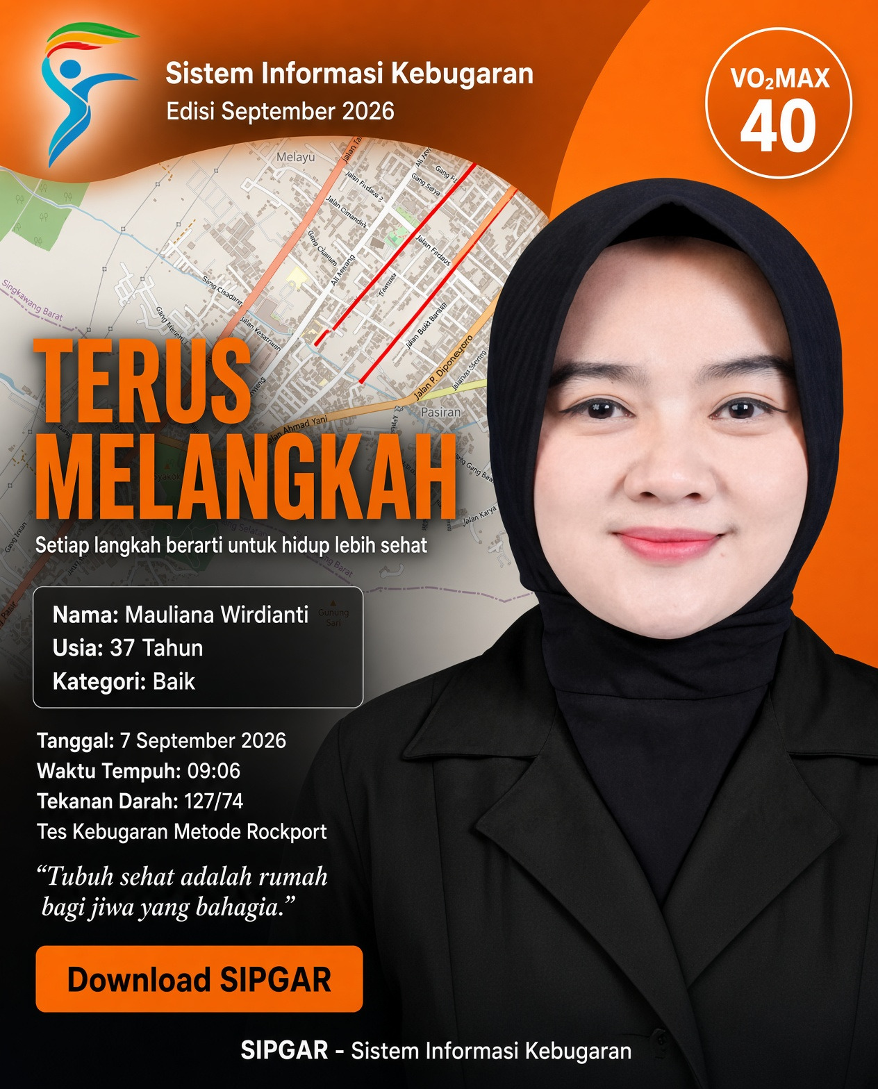 Cover hasil tes kebugaran Mauliana Wirdianti