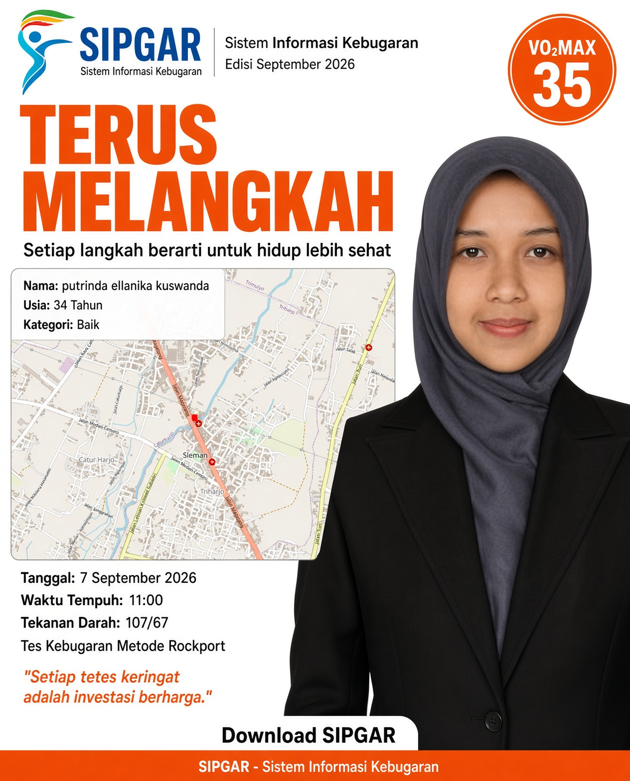 Cover hasil tes kebugaran putrinda ellanika kuswanda