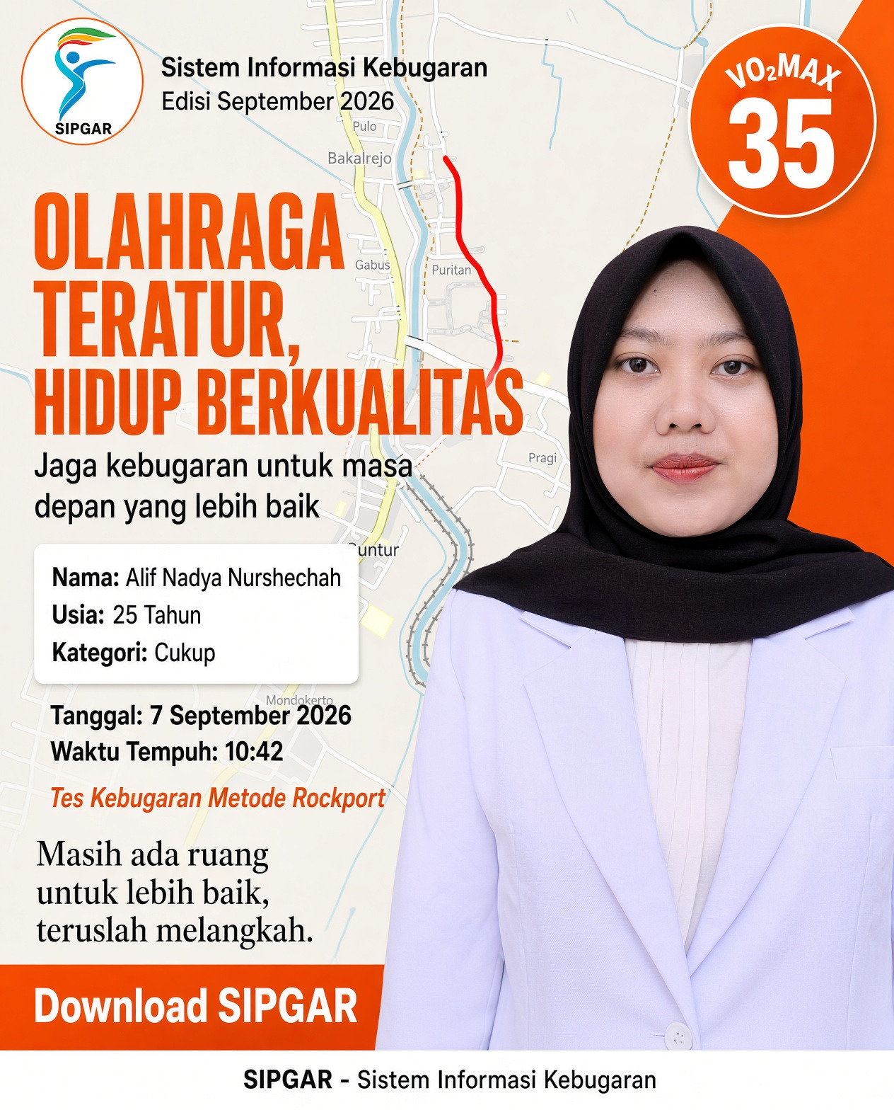 Cover hasil tes kebugaran Alif Nadya Nurshechah