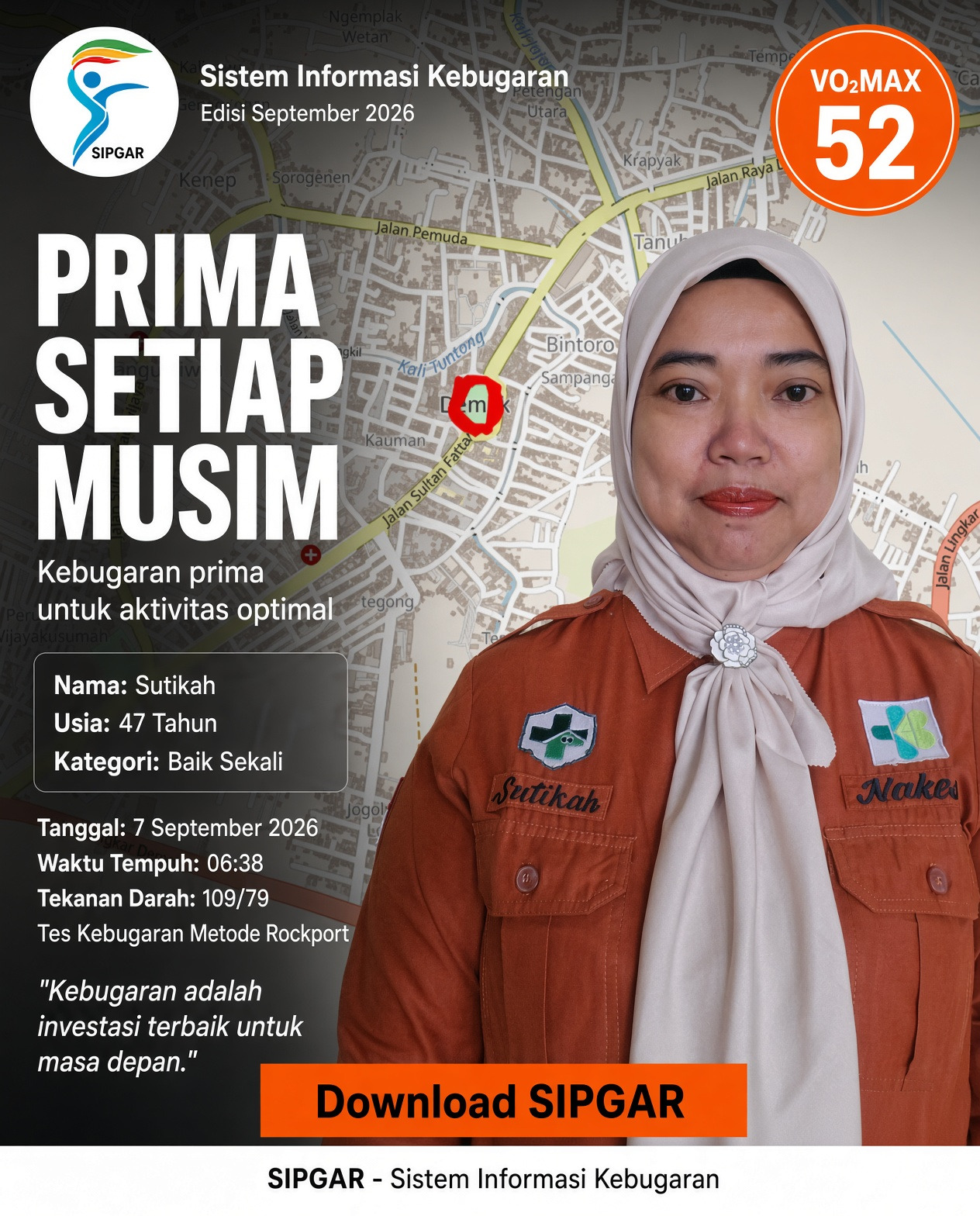 Cover hasil tes kebugaran Sutikah