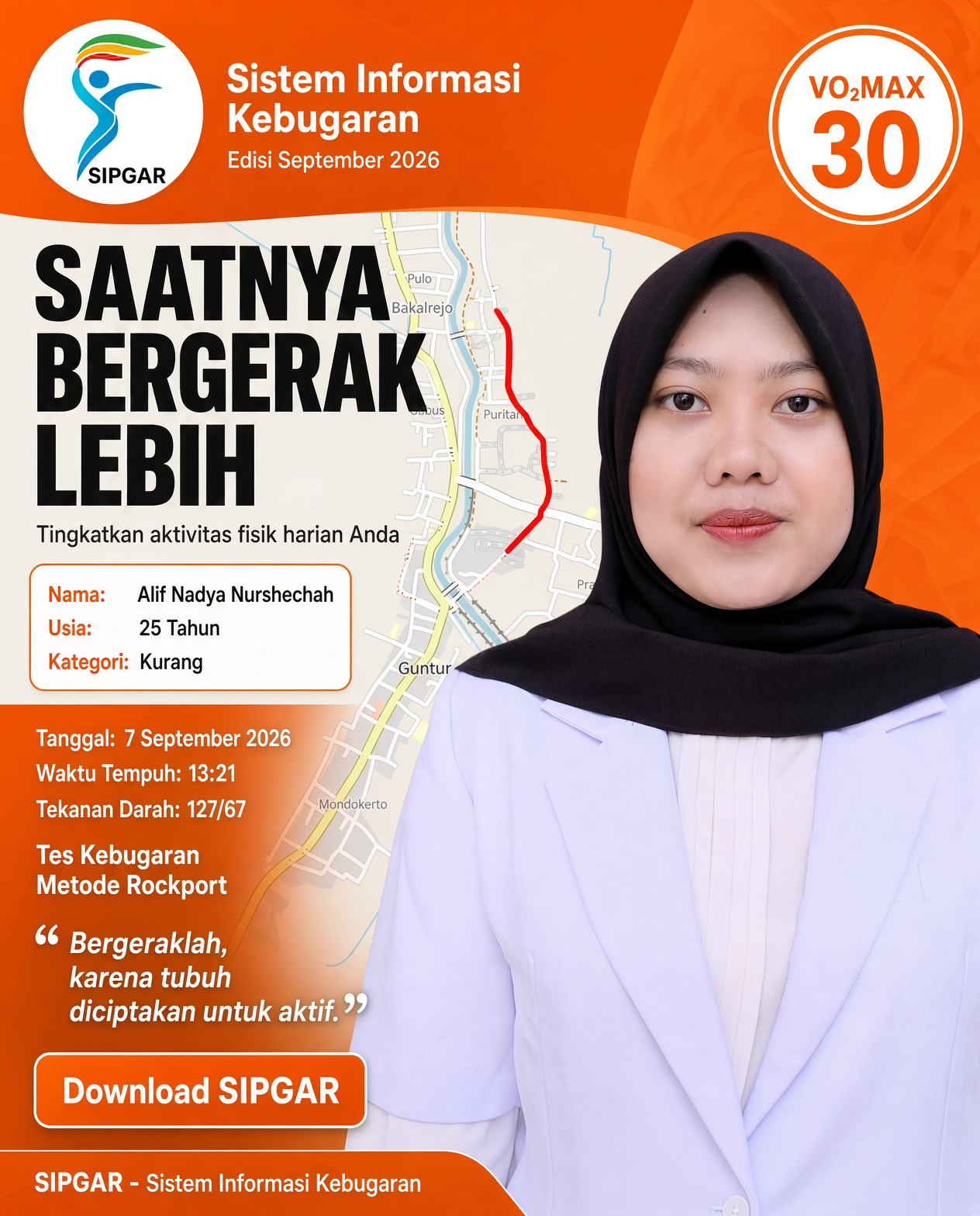 Cover hasil tes kebugaran Alif Nadya Nurshechah
