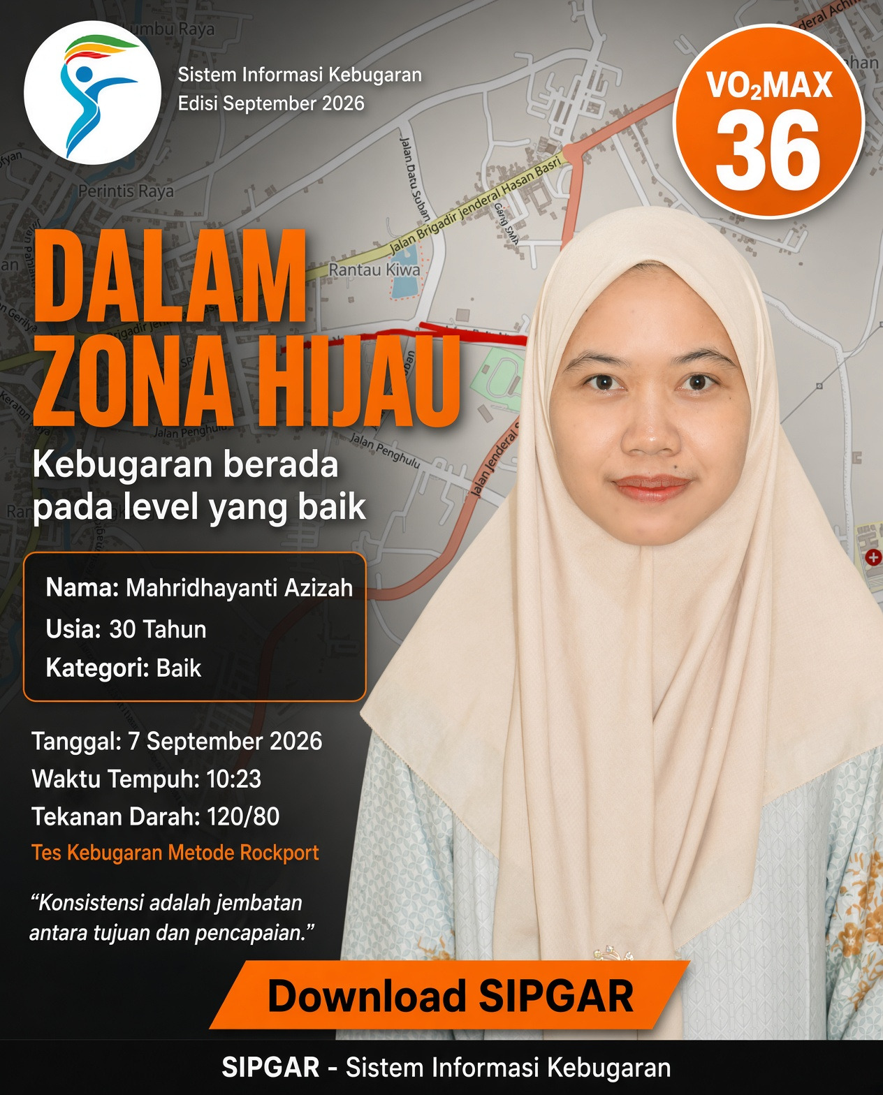 Cover hasil tes kebugaran Mahridhayanti Azizah
